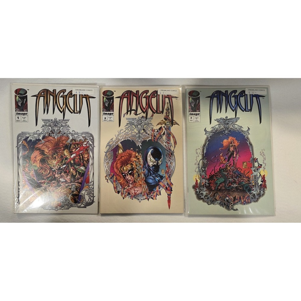 Image Comics Angela #1, #2, #3  1994 Vintage Comic Set w Rare Wizard Sticker